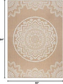 CAMILSON Outdoor Rug 5x7 Modern Area Rugs for Indoor and Outdoor Patios and Porches - Waterproof, Washable, Non-Shedding, Easy-to-Clean Outside Carpet (5 x 7, Medallion - Beige/White) by CozyNest Decor