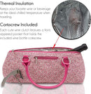 Wine Clutch Bag (Thermal Insulated) Trendy Women’s Carry Tote | Holds Red & White 750mL Bottles | Trendy Fashion | Incl. Portable Waiter-Style Corkscrew (Pink Tweed) by TinyTreasures Baby Boutique