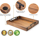 Ottoman Tray | Decorative Coffee Table Tray with Handles - Wooden, 17x13 Inch - Includes 4 Coasters - Ideal for Ottoman, Breakfast by CozyNest Decor