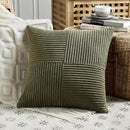Fancy Homi 2 Packs Olive Green Euro Decorative Throw Pillow Covers 28x28 Inch Room Couch Bed, Rustic Farmhouse Boho Home Decor, Soft Corss Corduroy Patchwork Textured Cushion Case 71x71 cm by CozyNest Decor
