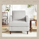 Mid-Century Accent Chair,Modern Linen Fabric Armchair for Living Room,Comfy Upholstered Reading Accent Chairs for Bedroom,Single Sofa Chair with Wood Legs (Light Grey, 2 Pack) by CozyNest Decor