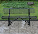 6 FT Heavy Duty Park Bench, Outdoor Metal Black Bench with Back-Commercial Steel Benches for Outside, 2-4 Person Seat-Garden Benches with Portable Frame for Outdoors by GreenHaven Gardens