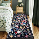 Runner Rug for Entryway: 2x6 Kitchen Rugs Non Slip Washable Ultra-Thin Soft Floral Carpet Indoor Floor Stain Resistant Carpets for Hallway Bedroom Kitchen Laundry Bathroom Dorm Black by TinyTreasures Baby Boutique