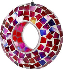 Sunnydaze 6-Inch Glass Mosaic Hanging Bird Feeder for Outdoors - Fly-Through Wild Bird Feeder - Crimson Mosaic by GreenHaven Gardens