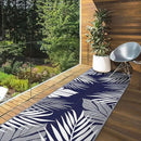 GENIMO Outdoor Rug 2.5' x 8' Waterproof for Patios Clearance, Reversible Outdoor Plastic Straw Camping Rug Carpet, Large Area Rugs Mats for RV, Camper, Deck, Balcony, Porch, Beach, Navy Blue&White by CozyNest Decor