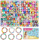 Gionlion 500 Pcs Polymer Clay Beads Bracelet Making Kit，24 Style Animal Fruit Flower Butterfly Bunny Pony Letter Beads Charms for Jewelry Making, DIY Art and Crafts Toys Gifts for 4+ Year Old Kids by TinyTreasures Baby Boutique