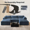 118" U Shaped Modern Sofa Modular Sectional Cloud Couch with 2 Ottoman,Upholstered Couches with Plush Corduroy Fabric for Living Room Furniture,Bedroom and Apartment,No Assembly Required,Blue by CozyNest Decor