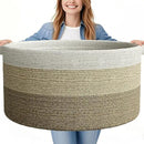 125L Extra Large Blanket Basket, 25" x 16", Jumbo Laundry Woven Basket Decorative Home, Cotton Rope Basket with Handles, Baby Toy Basket for Storage, Gradual Brown by GreenHaven Gardens
