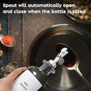 Olive Oil Dispenser Bottle - Includes 55 Kitchen Essential Labels - Cooking Oil Bottles for Kitchen, Coffee Syrup Dispenser - Pourer Spout with 11.8 fl oz Glass Container Cruet - 4pcs Silver by CozyNest Decor