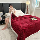 UKELER Sherpa Bed Blanket 80 × 90 inch, Ultra Soft Queen Size Throw Blanket for All Season, 470 GSM Cozy Plush Striped Fleece Blankets for Bedroom Living Room Dorm Hostel Sofa Camping, Red by CozyNest Decor