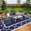 GENIMO 10 ' x 20 ' Outdoor Rug Waterproof for Patio Decor, Foldable Reversible Plastic Straw Area Rugs Mat for Camper, Outside Carpet for Rv, Deck, Porch, Picnic, Beach, Balcony, Blue & White by GreenHaven Gardens