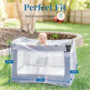 Pack n Play Cover with Zippers – Adaptable Premium Quality Mosquito Net for Stroller, Jogging Stroller, Playpen, Bassinet, Travel Crib – Portable Mosquito Net for Baby, Drawstring Base for Snug Fit by TinyTreasures Baby Boutique
