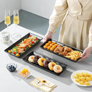 MALACASA 3 Tier Serving Trays for Party, 14 Inch Porcelain Black Trays for Serving Food, Dessert Stand with Collapsible Gold Metal Rack by CozyNest Decor