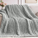 Chunky Knit Throw Blanket, 50''*60'' Knitted Throw Chenille Yarn for Bed Couch, Handmade Light Grey Crochet Big Thick Blanket, Machine Washable Cute Comfy Blanket for Home Decor by CozyNest Decor