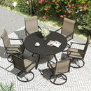 VICLLAX 47.2" Outdoor Round Patio Table for Lawn Garden, All Weather Metal Round Patio Dining Table with Adjustable Umbrella Hole, 6 Person Patio Table, Black Tabletop by GreenHaven Gardens