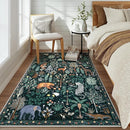 OJIA Jungle Print 5x7 Area Rugs for Living Room, Green Soft Washable Rugs for Bedroom Ultra-Thin Non-Slip Modern Rug, Stain Resistant Nursery Rug Carpet for Kids Playroom Nursery Dining Room by TinyTreasures Baby Boutique
