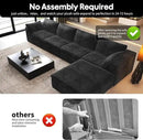 157.5" L Shaped Modern Sofa Modular Sectional Cloud Couch with Ottoman,Deep Seat Upholstered Couches with Corduroy Fabric for Living Room Furniture,Bedroom and Apartment,No Assembly Required,Black by CozyNest Decor