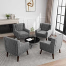 UIXE Accent Chair, Velvet Upholstered Armchair for Living Room, Modern Club Arm Chairs Comfy Single Sofa Button Tufted Bedroom Reading Seat - Gray, Set of 4 by CozyNest Decor