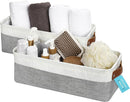 OrganiHaus Narrow Storage Bins 15x06in, Small Closet Bins for Shelves, Bathroom Storage Baskets for Shelves, Narrow Baskets, Fabric Organizer with Handles, Toilet Paper Organizer - 2 Pack, Gray by TinyTreasures Baby Boutique