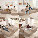104" Cloud Sectional Couches for Living Room,L Shaped Boneless Couch in A Box,Sleeper Sofa with Comfy Chaise No Assembly Required,Camel by CozyNest Decor