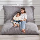 Hobestluk 3 in 1 Bean Bag Chair Giant Bean Bag Chairs for Adults with Chevron Plush Fur Cover Convertible Bean Bag Floor Cushion with Machine Washable Cover for Living Room (Plush Grey) by CozyNest Decor