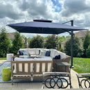 PURPLE LEAF 9' X 12' Cantilever Outdoor Umbrellas Large Patio Umbrella Hanging Double Top Rectangle Offset Umbrella with 360°Rotation Tilting Umbrella Outdoor Patio, Navy Blue by GreenHaven Gardens