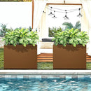 FENCY Metal Rectangular Planter Box for Outdoor - Large Planters with Drainage Holes (35.4" L x 9" W x 25.6" H, Brown) by GreenHaven Gardens