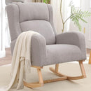 Rocking Chair Nursery, Nursing Rocking Chairs for Mom Nursery, Comfy Wingback Glider Rocking Armchair with Side Pocket for Nursery Living Room Bedroom, Teddy Light Grey by TinyTreasures Baby Boutique