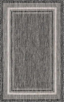 Unique Loom Outdoor Border Collection Area Rug - Soft Border (3' 3" x 5' 3" Rectangle, Black/ Ivory)