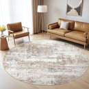 Round Rug Living Room Rugs: 5Ft Washable Circle Large Abstract Modern Soft Stain Resistant Non Slip Indoor Floor Carpet for Bedroom Nursery Office Dining Room Dorm Home House Decor- Brown by TinyTreasures Baby Boutique