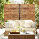 Metal Privacy Screen, 72" H×47" W Outdoor Privacy Screen, Freestanding Decorative Privacy Screen for Deck Balcony Patio, Natural Wood Brown by GreenHaven Gardens