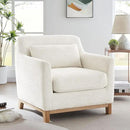 Extra Deep Accent Chair, Fabric Upholstered Comfy Reading Armchair for Living Room, Bedroom Single Seat Sofa Chair with Wood Base, Lamb Fabric by CozyNest Decor