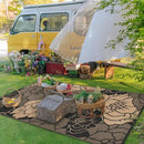 GENIMO Outdoor Rug Waterproof for Patio Decor, 8' x 10' Reversible Plastic Straw Floral Camping Carpet, Large Area Rugs Mats for RV, Camper, Deck, Balcony, Porch, Beach, Picnic, Mix-Black & Brown by CozyNest Decor