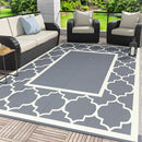 GENIMO 5 ' x 8 ' Outdoor Rug for Patio, Waterproof Indoor Outdoor Plastic Straw Rugs Carpet, Reversible Outside Area Mat for Camping, Balcony Porch, Deck, Picnic, Beach Grey & Beige White by GreenHaven Gardens