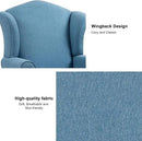 Accent Chair, High Back Upholstered Armchair with High Resilience Sponge & Wood Legs, Mid-Century Modern Comfy Single Sofa Reading Chairs for Living Room, Bedroom (Blue, Set of 1) by CozyNest Decor