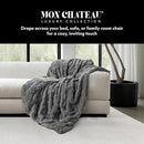 Mon Chateau Grey 3D Jacquard Faux Fur Throw, Plush Luxury Blanket for Couch, Sofa, or Bed, Soft Reversible Throw Blanket for Sleeping, Home & Room Décor, 60" x 70" by CozyNest Decor