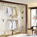 PRINCE HANGER Rack Heavy Duty One Touch System Load 352LBS Clothing Racks for Hanging Clothes Metal Closet Garment Closet system Tension Rod Free Standing Ivory Width Adjustable PHUS-0023 by CozyNest Decor