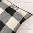 decorUhome Buffalo Plaid Check Throw Pillow Covers 16x16 Set of 2, Outdoor Decorative Farmhouse Neutral Pillow Covers with Stitched Edge for Bed Couch Sofa, Black and White by CozyNest Decor