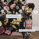 BELLEZE Modern Accent Chair for Living Room, High Back Linen Armchair with Wooden Legs, Upholstered Wingback Side Chair Padded Armrest Single Sofa for Living Room, Bedroom - Allston (Black & Flower) by CozyNest Decor
