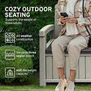 EconoHome 3 Seat Outdoor Storage Bench with Rain Cover - 90 Gallon Capacity - Weatherproof Resin Bench for Patio, Porch, Garden, Yard, Pool Area - Furniture for Pool Accessories, Gardening Tools by GreenHaven Gardens