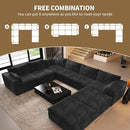Oversized Modular Sectional Cloud Couch,157.5" U Shaped Modern Sofa with 2 Ottoman and 2 Middle Seats,Upholstered Couches with Corduroy Fabric for Living Room Furniture,No Assembly Required,Black by CozyNest Decor