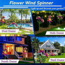 Solar Wind Spinner Outdoor, 63 Inch Metal Wind Spinner Yard Art with Lights - Twin Flower Design Pinwheels for Yard and Garden Decor, Solar Garden Decor by CozyNest Decor