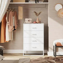 WLIVE White Wood Dresser for Bedroom with 4 Drawers, Tall Chest of Drawers with Sturdy Metal Frame for Living Room, Hallway, Closet by CozyNest Decor
