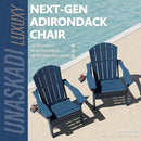 Folding Adirondack Chair Set of 3 with Cup Holder, HDPE All Weather Resistant Plastic Outdoor Patio Chairs, Heavy Duty Fire Pit Seating for Backyard Lawn Garden, Wooden Textured Design(Navy Blue) by GreenHaven Gardens