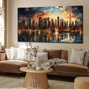 New York Skyline Wall Art for Office,Modern Living Room Wall Paintings City Wall Decor for Bedroom 29 x 59 Inch by CozyNest Decor