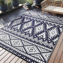 OLANLY Outdoor Rug Waterproof 6x9 ft, Reversible Outdoor Plastic Straw Rug, Boho Patio Rug, Indoor Outdoor Carpet, RV Mat Outside for Patio, Camp, Picnic, Balcony, Deck, Backyard, Navy & White by GreenHaven Gardens