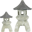Design Toscano NG999870 Asian Decor Pagoda Lantern Outdoor Statue, Large and Medium, Two-tone stone by GreenHaven Gardens