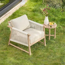 CHITA Boho Patio Rattan Chair Set of 2, Outdoor Wicker Chair with 7.1″ Thickened Cushions Acacia Wood Frame(Cream) by CozyNest Decor