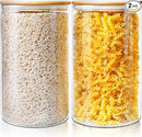 Extra Large Glass Flour and Sugar Storage Containers with Airtight Lids,132 floz x2 [Set of 2] Big Glass Jars with Bamboo Lids, Air Tight Food Storage Jars for Cereal, Pasta, Rice, Coffee by CozyNest Decor