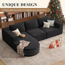 Modular Sectional Sofa with L-Shape Chaise,Cloud Sectional Modern Sleeper Couch with Deep Seat,Sponge Compression Sofas No Assembly Required (Black-Corduroy Fabric) 1pcs by CozyNest Decor
